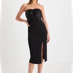 Black Strapless Bow Midi Dress - S